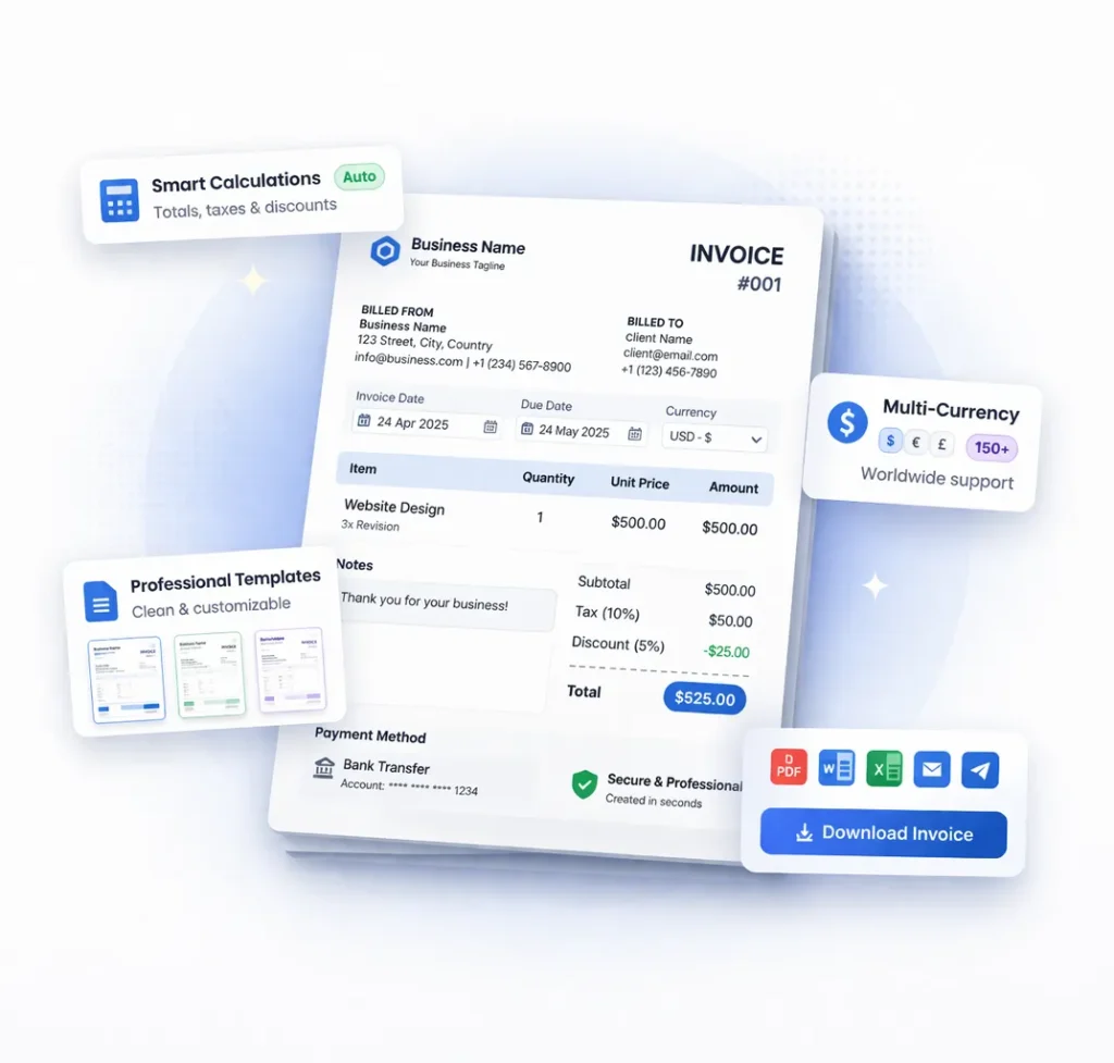 features invoice generator probill