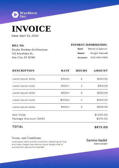 Blue and White gradient Simple Architecture Invoice