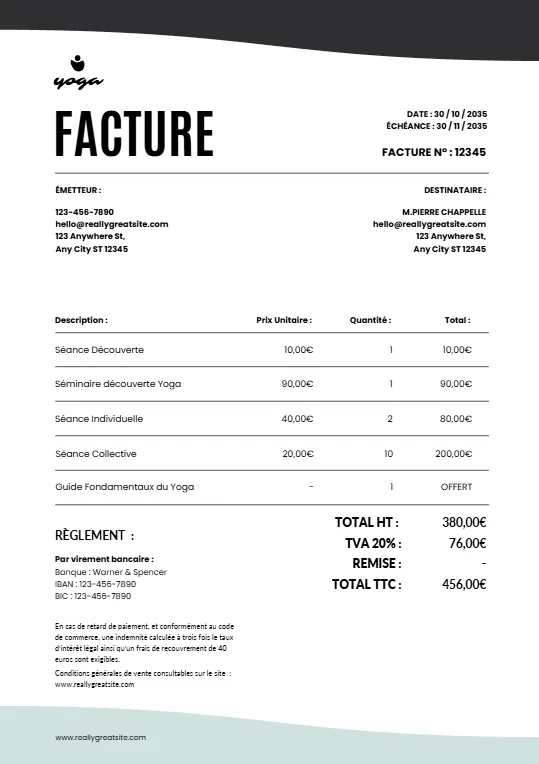 Minimalist Business Invoice - Elegant White, Black, Blue