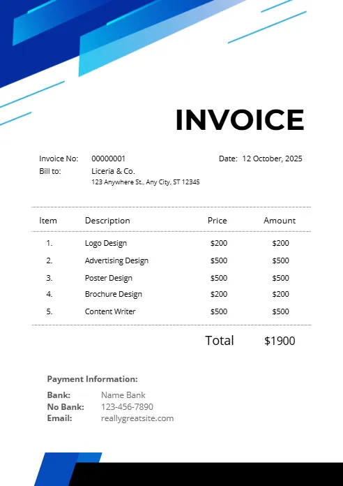 Green & Black Gradient Creative Invoice Templates