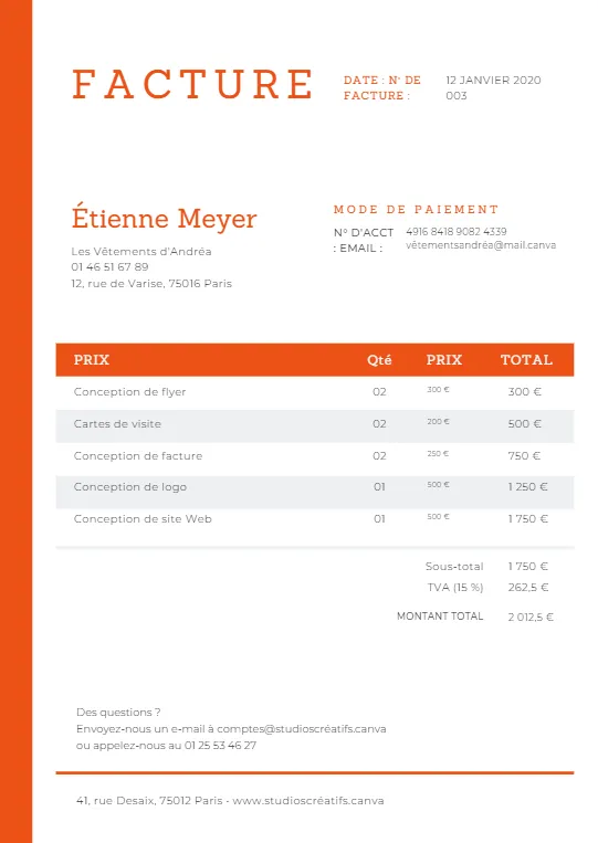 Orange Géométrique Ligne Service Facture