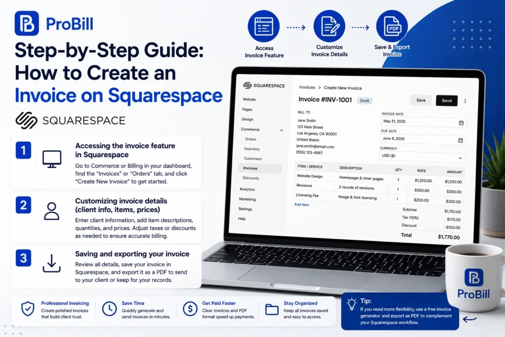 How to Create an Invoice on Squarespace steps