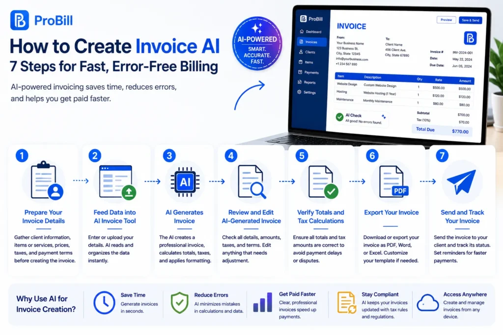 create invoice AI steps