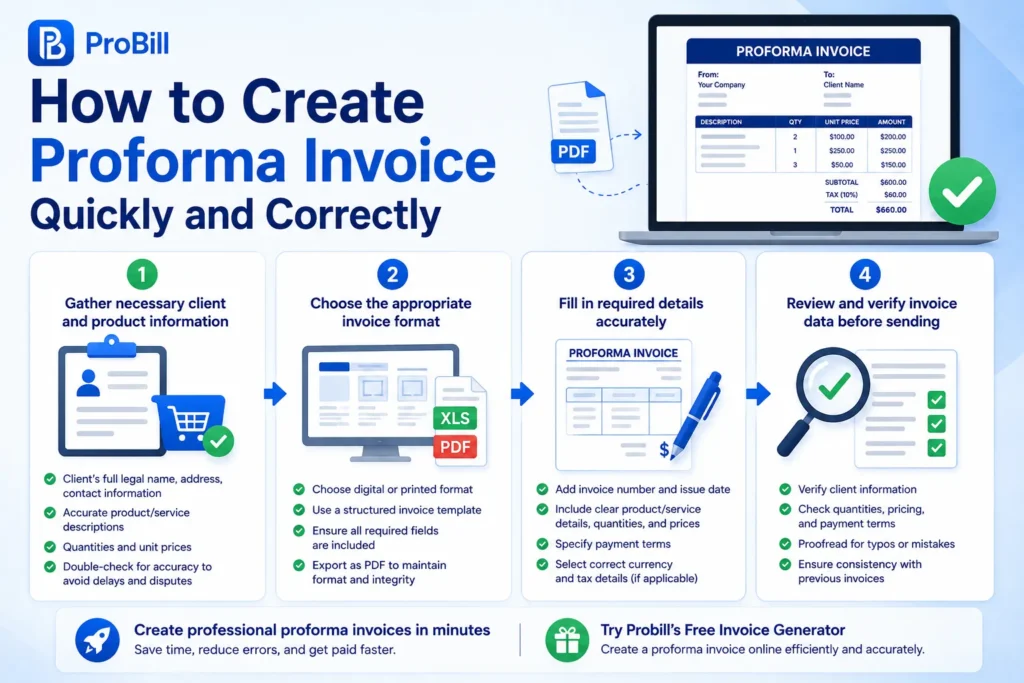 create proforma invoice steps