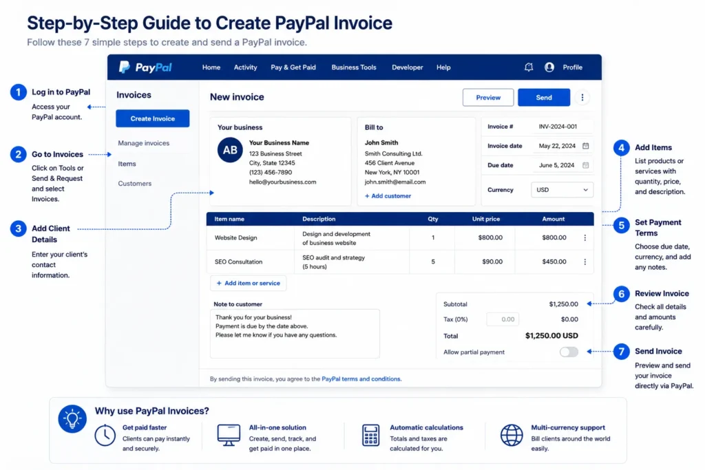 how do you create a paypal invoice steps