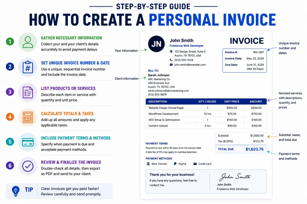 how to create a personal invoice steps