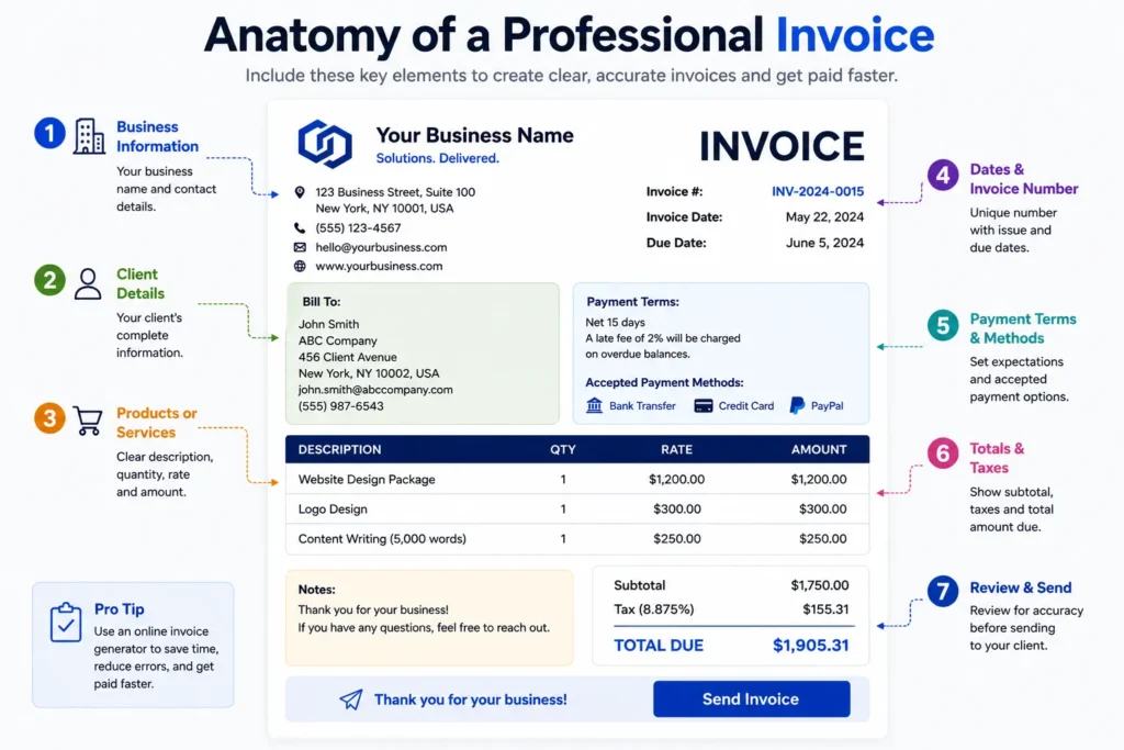 how to create an invoice for a small business steps