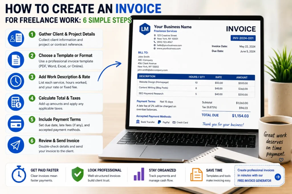 how to create an invoice for freelance work steps
