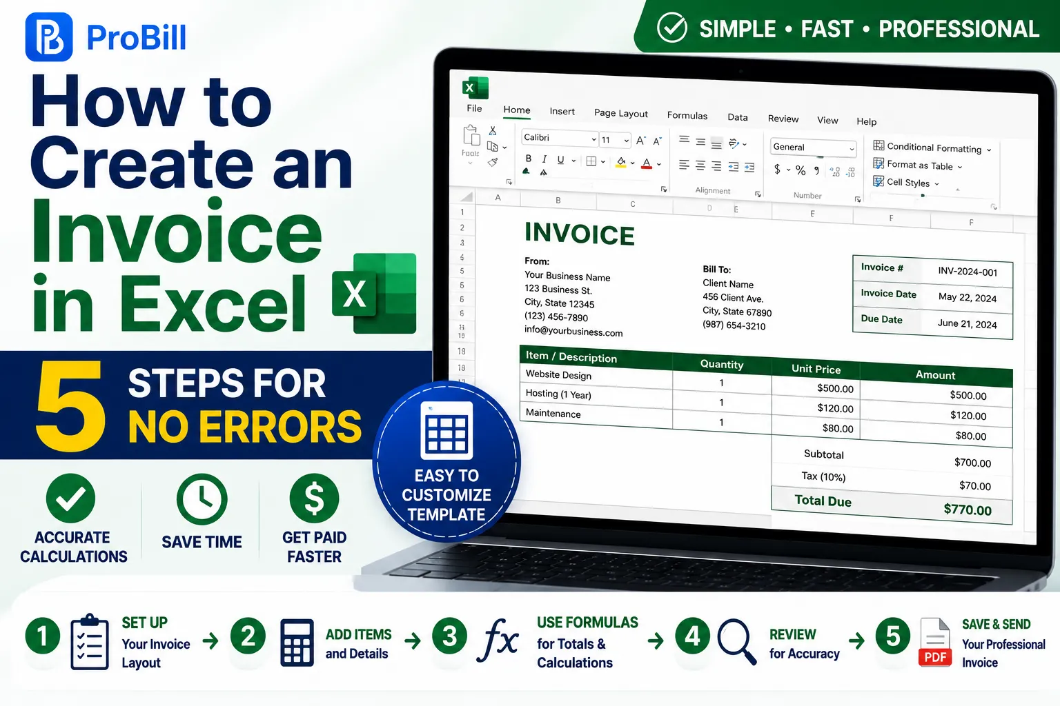 how to create an invoice in excel