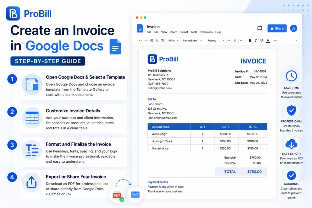 how to create an invoice in google docs steps