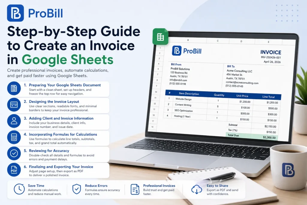 how to create an invoice in google sheets steps