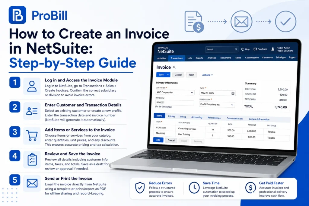 how to create an invoice in netsuite steps