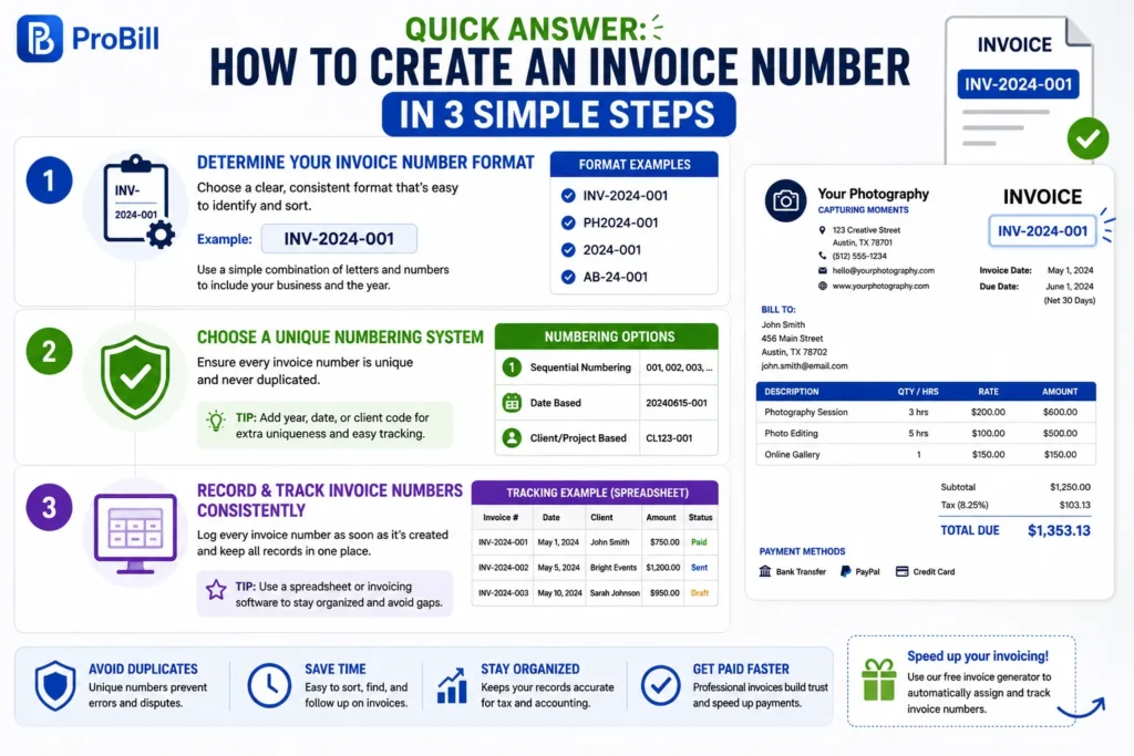 how to create an invoice number sssteps