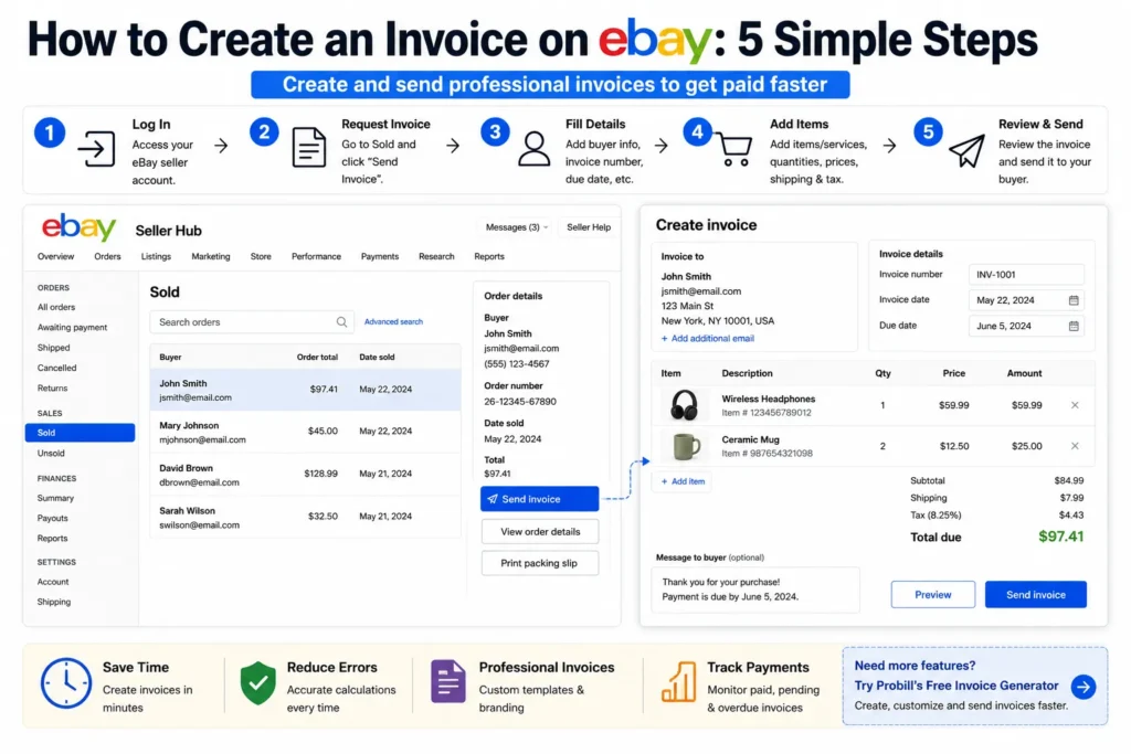 how to create an invoice on ebay steps