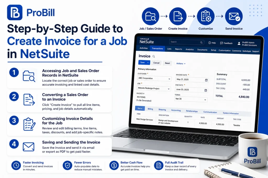 how to create invoice for a job in netsuite steps