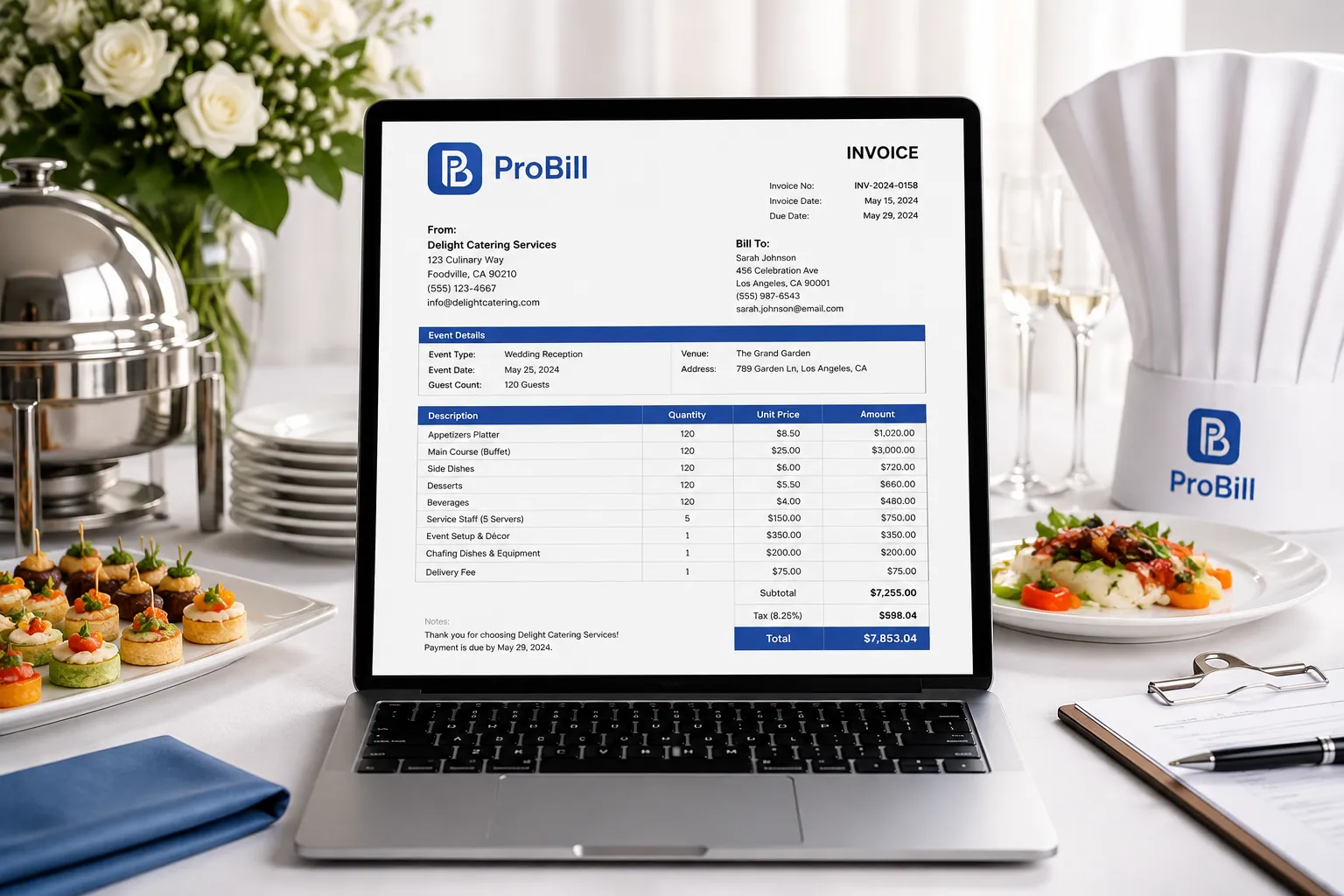 catering invoice tempalte