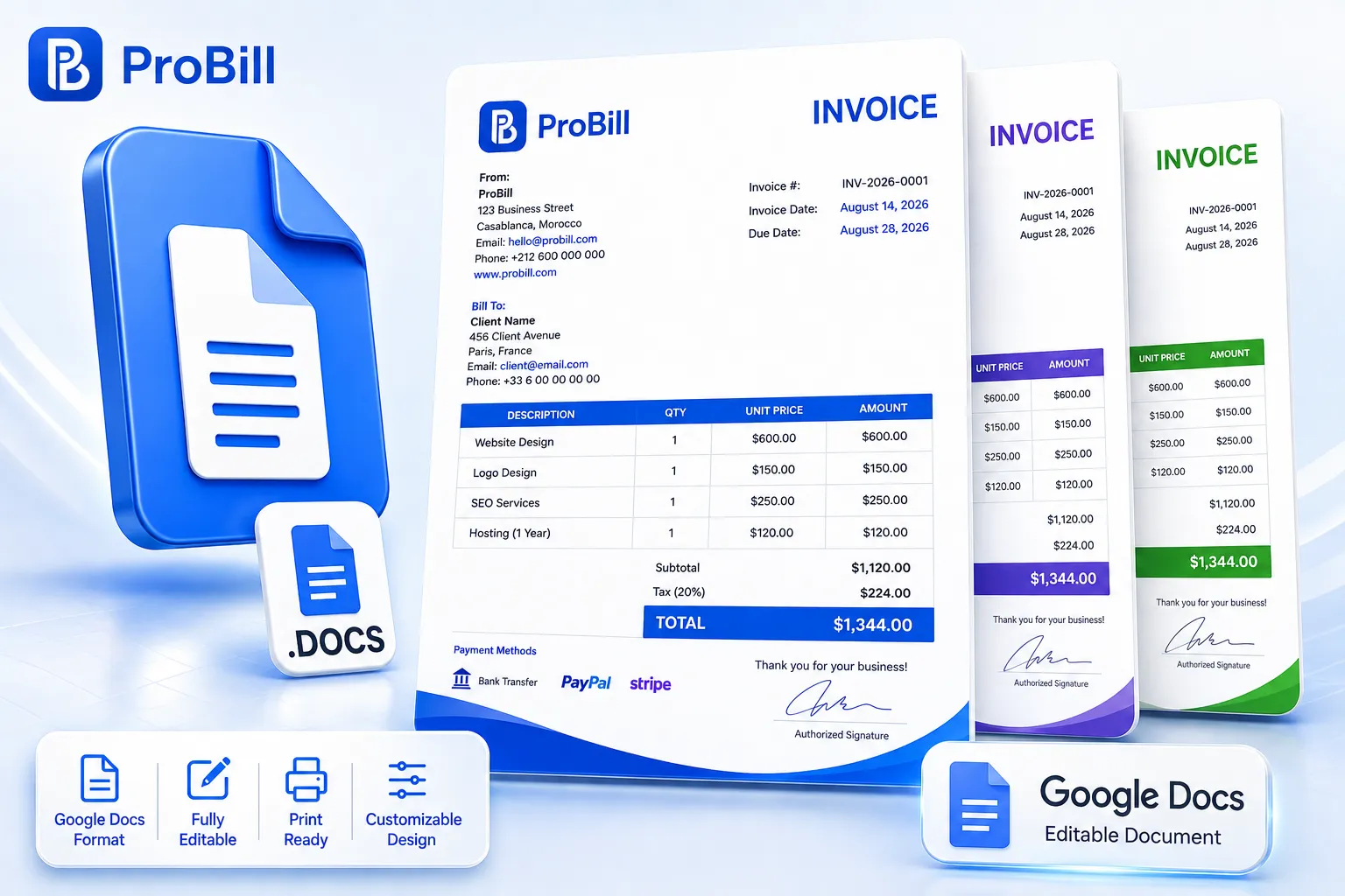 google docs invoice templates