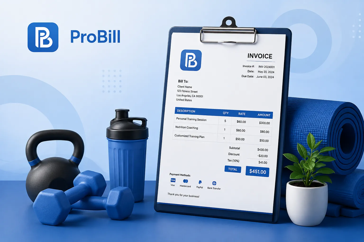 personal training invoice template