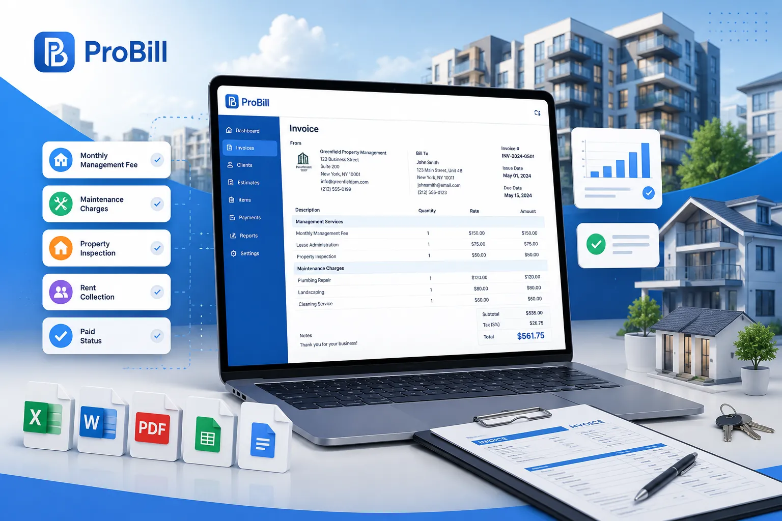 property management invoice template